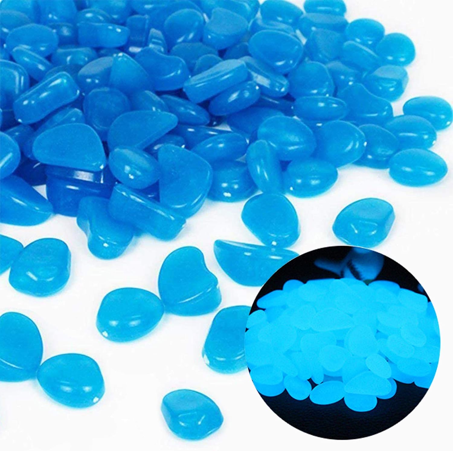 Planted Aquarium With Fish - Fish Tank Rocks Glow Blue Pebbles
